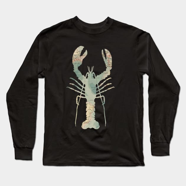 Lobster silhouette from 1905 Atlantic Ocean Long Sleeve T-Shirt by tsd-fashion